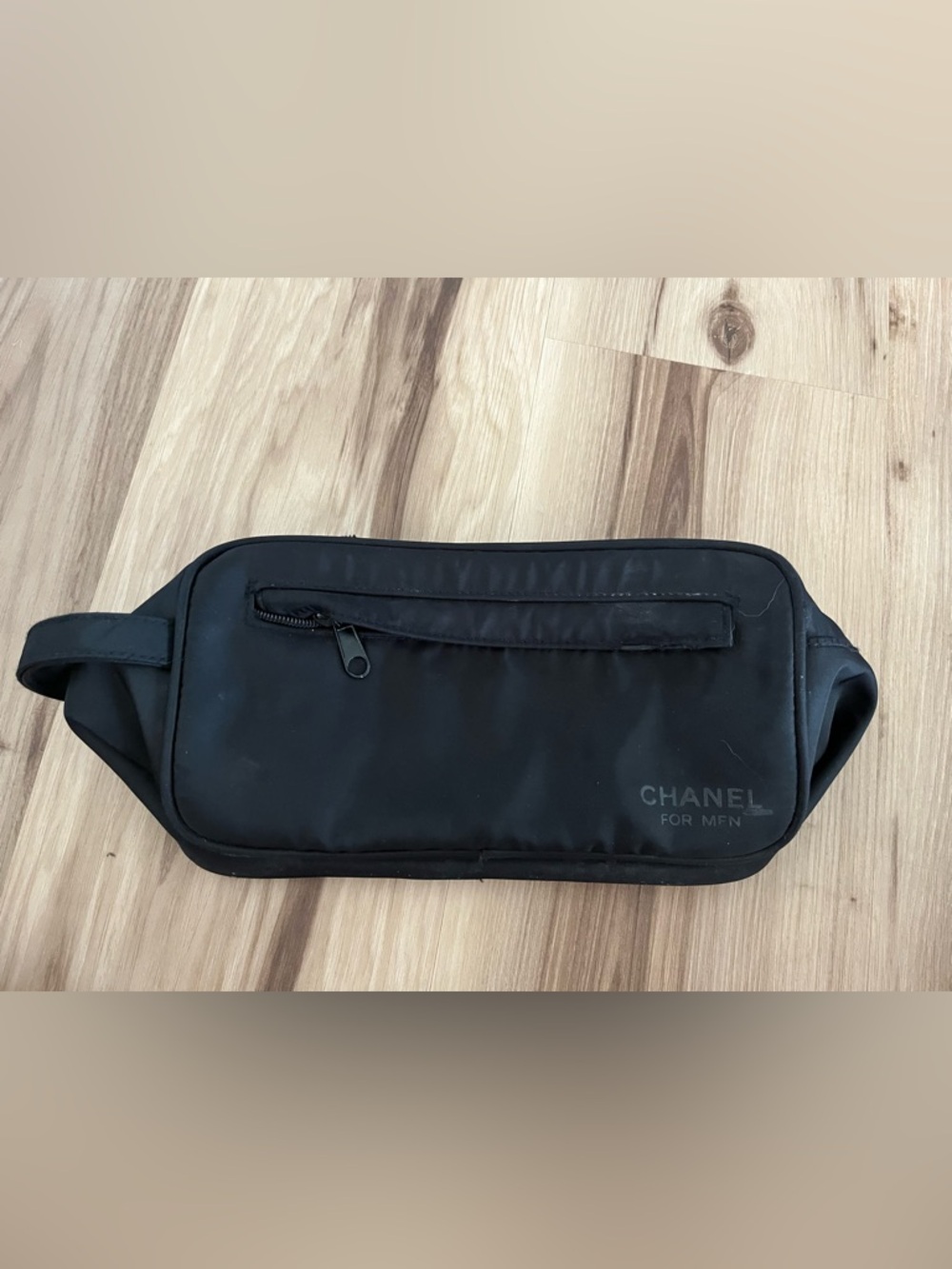 Chanel For Men Toiletry Bag Travel Bag Black Nylon Zip